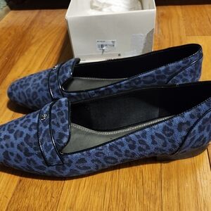 Anne Klein Blue Animal Print Women's Loafers